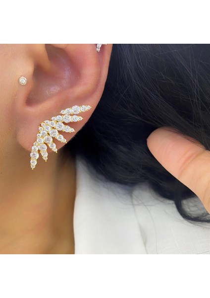 Kadın Gümüş Zirkon Taşlı Tasarım Küpe fiyatları