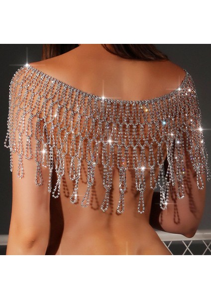 Rhinestone Vücut Zinciri Işıltılı Gümüş Bel Zinciri Bling Için Kulüp Kızlar Kadın Oval Stil (Yurt Dışından)