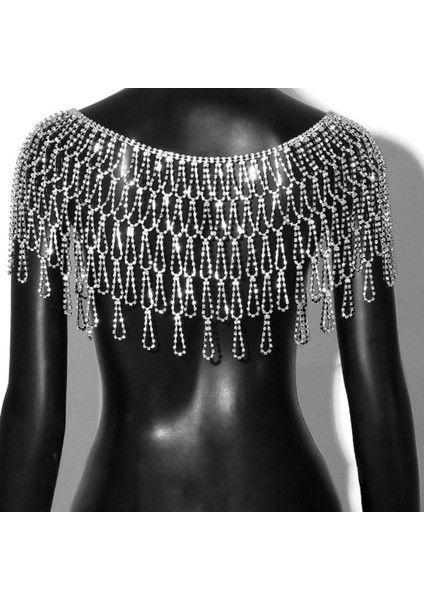 Rhinestone Vücut Zinciri Işıltılı Gümüş Bel Zinciri Bling Için Kulüp Kızlar Kadın Oval Stil (Yurt Dışından)