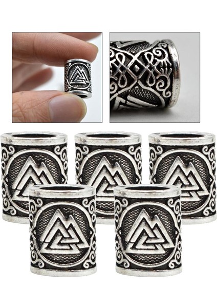 5 Adet / Takım Viking Runes Saç Sakal Boncuk Takı Iskandinav Kolye (Yurt Dışından)