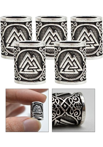 5 Adet / Takım Viking Runes Saç Sakal Boncuk Takı Iskandinav Kolye (Yurt Dışından)