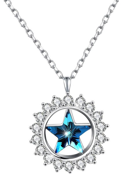 Moda Kadınlar Kristal Mavi Kolye Lady Kolye Kız Takı Mavi Platinum (Yurt Dışından) fiyatları