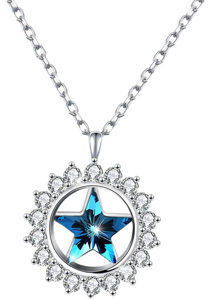 Moda Kadınlar Kristal Mavi Kolye Lady Kolye Kız Takı Mavi Platinum (Yurt Dışından) modelleri