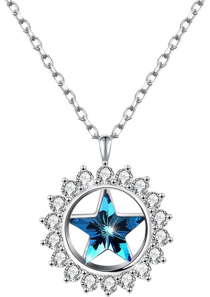 Moda Kadınlar Kristal Mavi Kolye Lady Kolye Kız Takı Mavi Platinum (Yurt Dışından) indirimleri