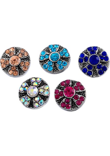 Lot 5 Karışık Rhinestone Crystal Snaps Charms Duth Drag Deri Bilezik (Yurt Dışından)