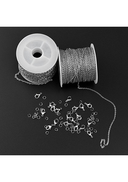 1 Rulo Paslanmaz Çelik Kablo Zinciri Kolye Erkekler Kadın Diy Zanaat Takı (Yurt Dışından)