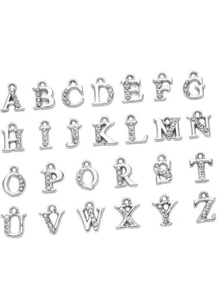 26 A Z Harfli Altın Alaşım Kristal Rhinestone Charm 2 Adet (Yurt Dışından)