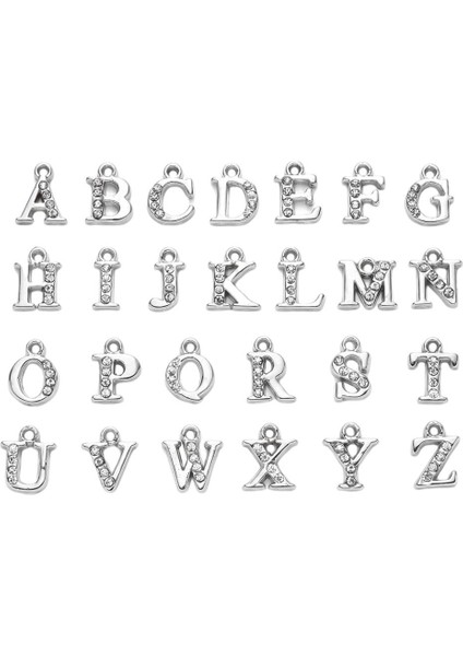 26 A Z Harfli Altın Alaşım Kristal Rhinestone Charm 2 Adet (Yurt Dışından)