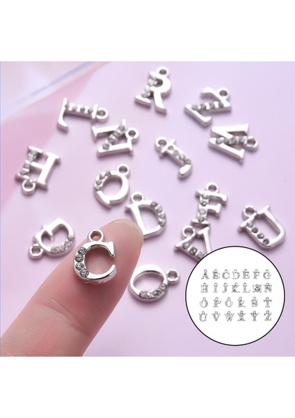 26 A Z Harfli Altın Alaşım Kristal Rhinestone Charm 2 Adet (Yurt Dışından)