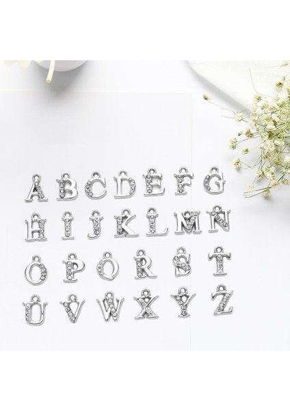 26 A Z Harfli Altın Alaşım Kristal Rhinestone Charm 2 Adet (Yurt Dışından)