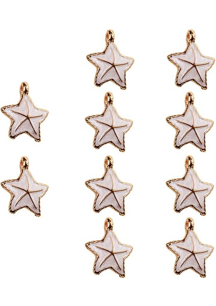 10 Adet Denizyıldızı Seashell Charm Kolye Bilezik Dıy Takı Beyaz (Yurt Dışından)