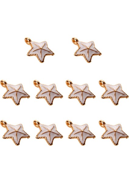 10 Adet Denizyıldızı Seashell Charm Kolye Bilezik Dıy Takı Beyaz (Yurt Dışından)
