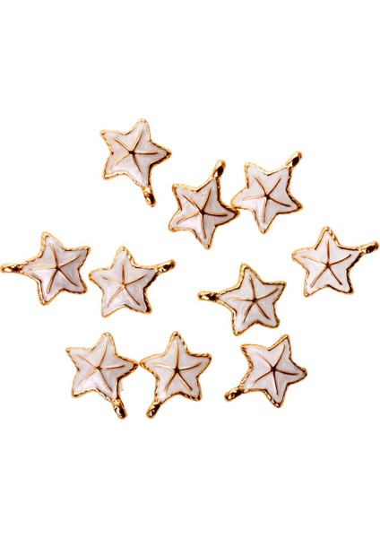 10 Adet Denizyıldızı Seashell Charm Kolye Bilezik Dıy Takı Beyaz (Yurt Dışından)