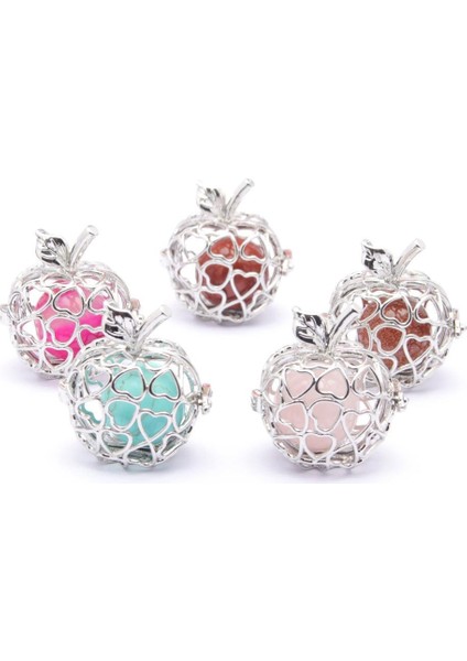 Oymak Tasarım Şekli Boncuk Kafesleri Kolye Bulgular Taş Locket Kırmızı 3 (Yurt Dışından)