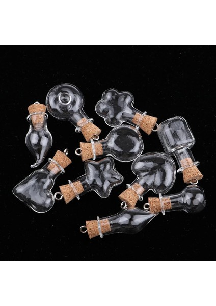 10X Çeşitli Şekil Mini Cam Kolye Şişe Şişesi Cork Stoper Eyehook ile (Yurt Dışından)