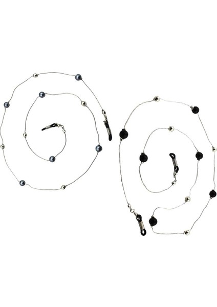2pcs Siyah Gri Boncuklu Gözlük Zincir Kayışları Güneş Gözlüğü Tutucu Kayış Kablosu (Yurt Dışından)