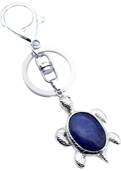 Kristal Kuvars Kaplumbağa Anahtarlık Araba Charm Kolye Metal Çanta Anahtarlık Anahtarlık Lapis Lazuli (Yurt Dışından)