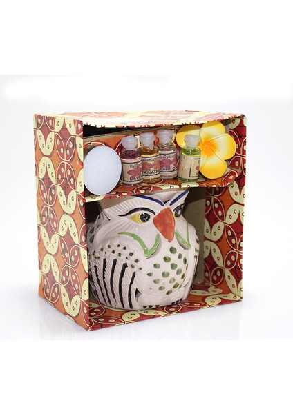 Seramik Baykuş'lu Buhurdanlık Seti No:02