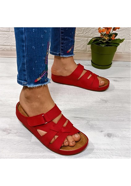 1802 Kırmızı Anatomic Comfort Taban Günlük Kadın Terlik