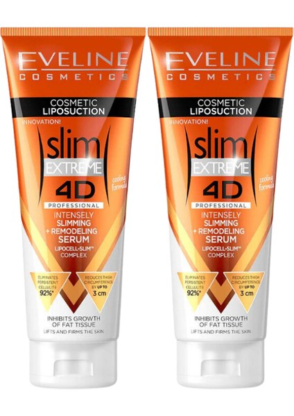 Eveline Slim Extreme 4d Yoğun İncelten+Yeniden Şekillendirici Serum 2 Adet 250 ml