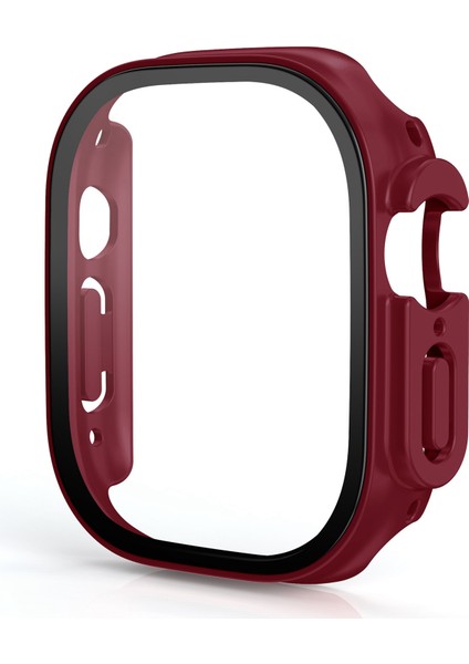 Apple Watch Ultra 49MM Sert Pc Cüzdan Kılıfı Temperli Cam Ekran Koruyucu Anti Drop Koruyucu Kapak Şarap Sı (Yurt Dışından)