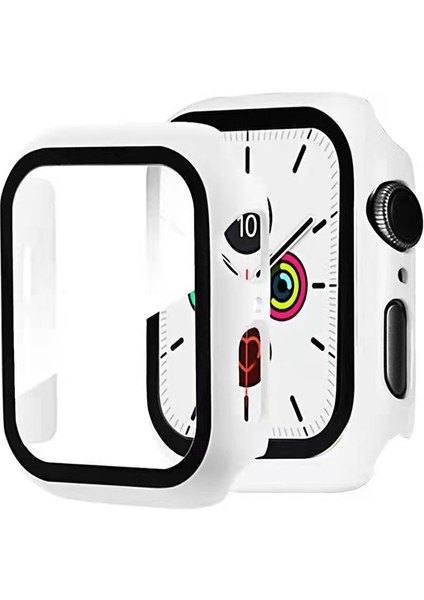 2'si Sert Pc Çerçevesi + Temperli Cam Çizilmeye Dayanıklı Ekran Koruyucu Apple Watch Serisi 7 45MM / Seri 8 45MM (Yurt Dışından)