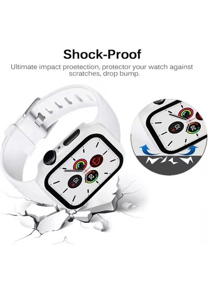 2'si Sert Pc Çerçevesi + Temperli Cam Çizilmeye Dayanıklı Ekran Koruyucu Apple Watch Serisi 7 45MM / Seri 8 45MM (Yurt Dışından) modelleri