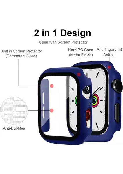 2'si Sert Pc Çerçevesi + Temperli Cam Çizilmeye Dayanıklı Ekran Koruyucu Apple Watch Serisi 7 45MM / Seri 8 45MM (Yurt Dışından) fiyatları