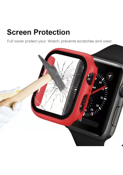 2'si Sert Pc Çerçevesi + Temperli Cam Çizilmeye Dayanıklı Ekran Koruyucu Apple Watch Serisi 7 45MM / Seri 8 45MM (Yurt Dışından) modelleri