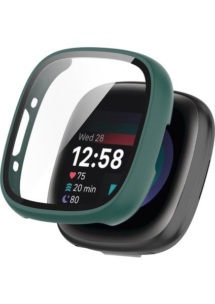 Fitbit Versa 4 / Sense 2 Için Drop Önleme Saat Kılıfı, Temperlenmiş Cam Ekran Koruyucu ile Sabit Pc Tam Koruma Kapağı (Yurt Dışından)
