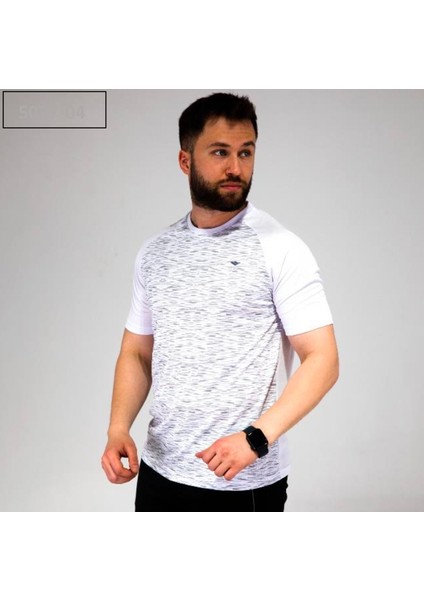 5027 Dijital Baskılı Beyaz Erkek Tshirt