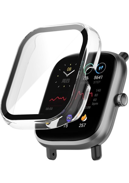 Huami Amazfit Için Bıp U / Bıp U Pro / Pop / Pop Pro Hard Pc Izleme Kılıfı Temperli Cam Ekran Koruyucu ile Çok Çizgi Tam Koruma Kapağı (Yurt Dışından)