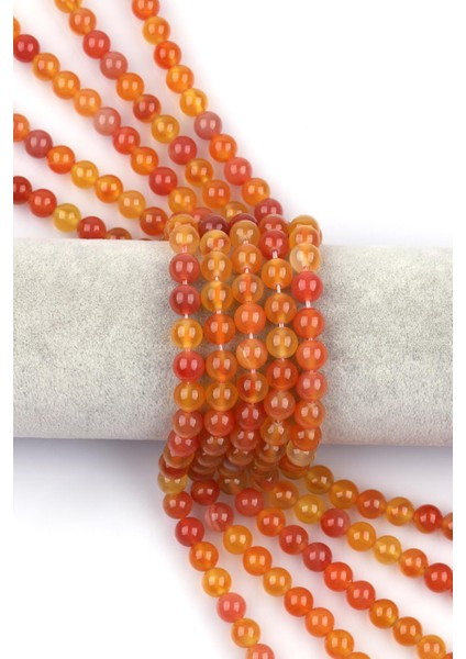 Açık Turuncu Akik Doğal Taş Dizi 8 mm Küre Kesim