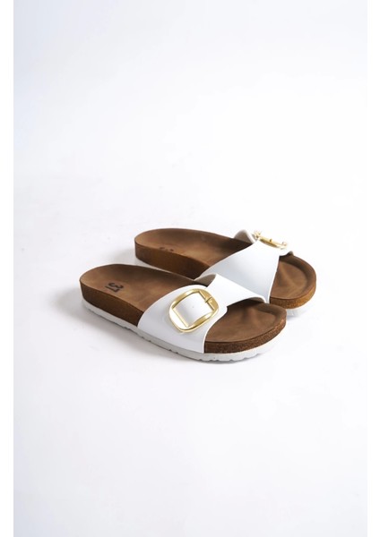 Grazia Kadın Kalın Tek Toka Beyaz Terlik fiyatları