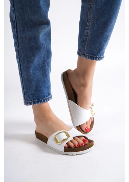 Grazia Kadın Kalın Tek Toka Beyaz Terlik fırsatları