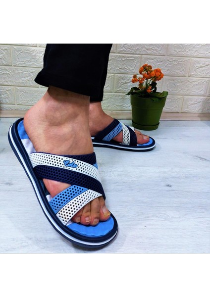 2834-2888 Mavi Masaj Tabanlı Günlük Havuz Plaj Erkek Terlik modelleri