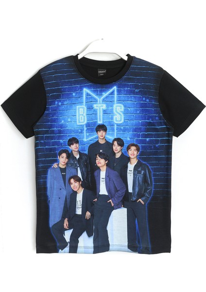 Bts K-Pop Grubu 3D Baskılı Kız Çocuk T-Shirt Siyah