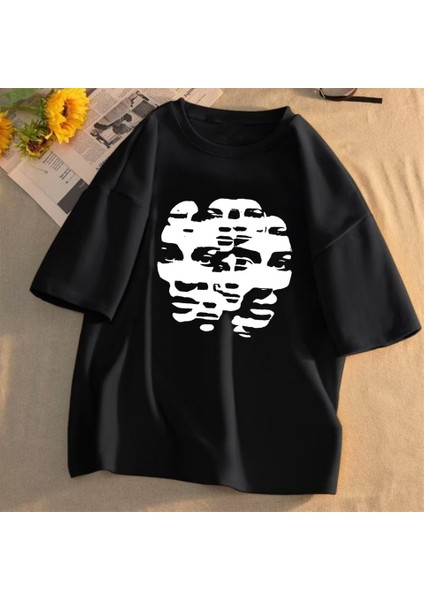 Y2K Face To Face Siyah Oversize T-Shirt