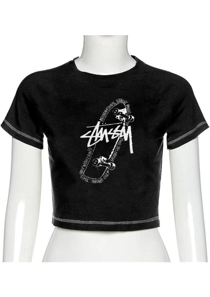 Y2K Skateboard Ters Dikiş Siyah Crop fiyatları