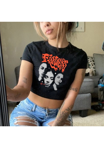 Y2K Girls Siyah Crop