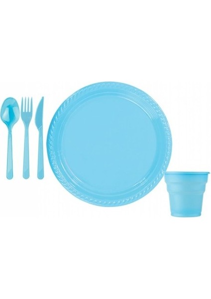Mavi Plastik Sofra Seti 25 Kişilik