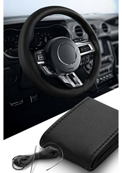 Renault Scenic Deri Dikmeli Direksiyon Kılıfı Siyah Ipli