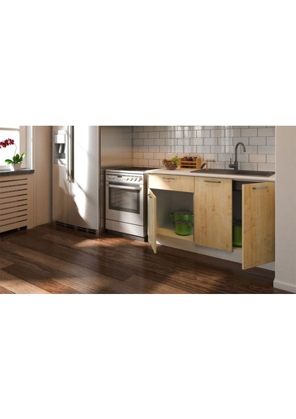 Ipek Alt Mutfak DOLABI140 cm – Safir Meşe – Tezgah Dahil Değil