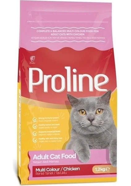 Proline Renkli Taneli Tavuklu Yetişkin Kedi Maması 1.2 kg