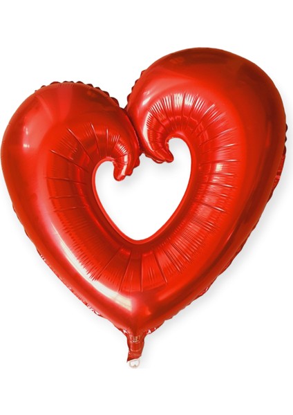 Içi Boş Kalp Model Folyo Balon 60CM Kırmızı (Helyum Uyumlu)