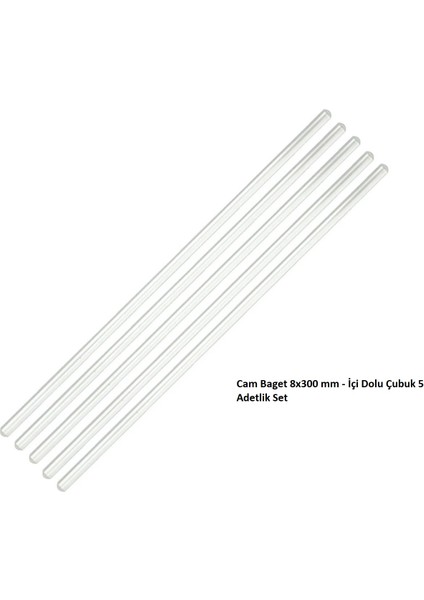 Cam Baget 8x300 mm - İçi Dolu Çubuk - 5 Adetlik Set