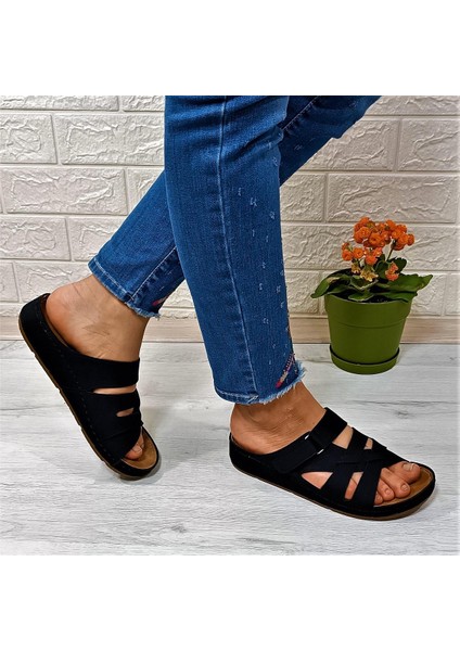 1802 Siyah Anatomic Comfort Taban Kadın Terlik modelleri