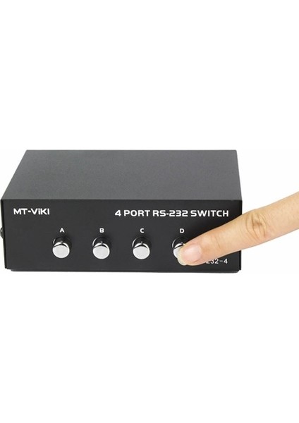 Mt-Vıkı 4 Port RS232 Switch MT-223-4 Db9 Com Seri Port Anahtarlayıcı 1 Giriş 4 Çıkış Cihaz Düğme