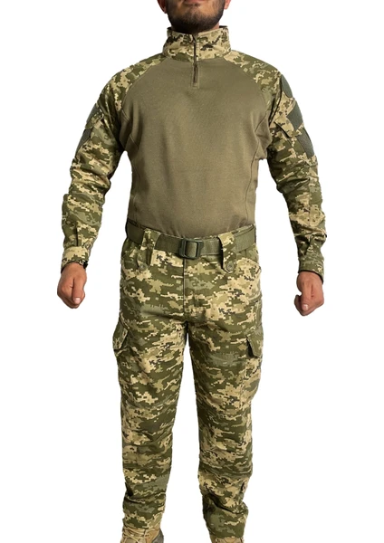 Wolftrap Tactical Dijital Kamuflaj Tişört Pantolon Takım, Kamuflaj Desenli Airsoft Askeri Üniforma