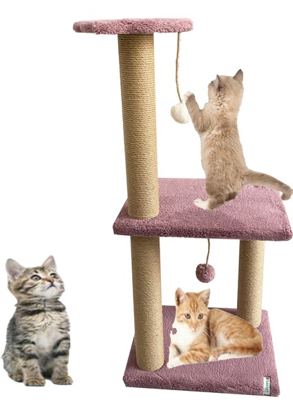 İki Katlı Kedi Tırmalaması Büyük Tırmalama Tahtası Gül Kurusu
